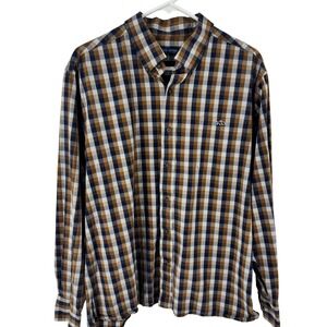 Fish Hippie Men's Long Sleeve Plaid Button Down Shirt Classic Fit Size XL